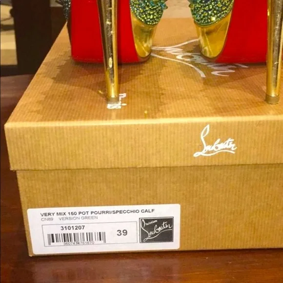 Christian Louboutin Very Mix 150mm Pot Pourri Aqua size 39. - Picture 11 of 12